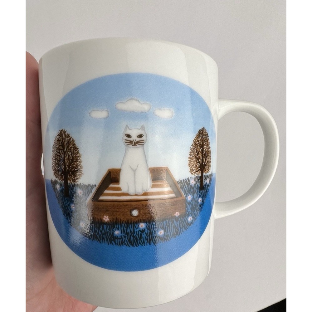 VTG 1983 Ron Gordon Designs White Cat Tales Mugs SET of 3 Fine Porcelain Japan
